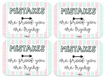 "Mistakes are Proof you are Trying" Eraser Gift Tags - Back to School