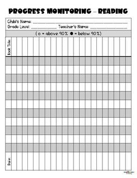 Record of Book Reading Progress Form (Progress Monitoring)