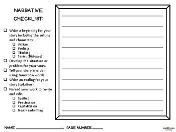 Blank Book Templates for Writing Narrative Checklist