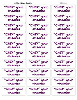 CHEX Classroom Testing Labels