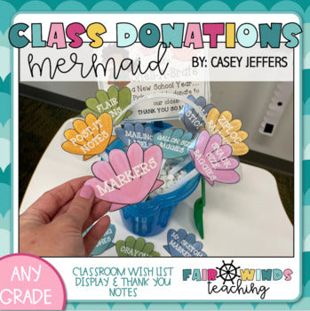 Class Donations or Wishlist and Thank you Notes (Beach Bucket Theme)