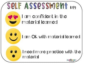 Emoji Self Assessment Pinch Cards and Posters