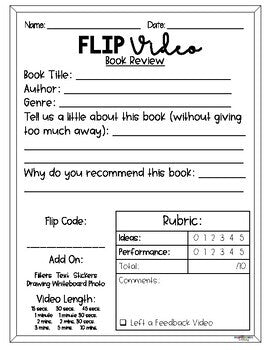 FWT Members Only! Flip (Formally Flipgrid) Video Organizer/template for Students (Rubric options)