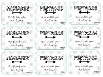 FWT Members Only! "Mistakes are Proof you are Trying" Eraser Gift Tags - Back to School