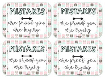 FWT Members Only! "Mistakes are Proof you are Trying" Eraser Gift Tags - Back to School