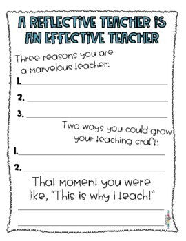 FWT Members Only! New Teacher Reflection Form