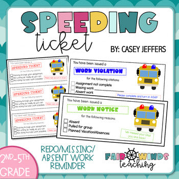FWT Members Only! Speeding Ticket - Work Completion/Missing Assignment Reminder