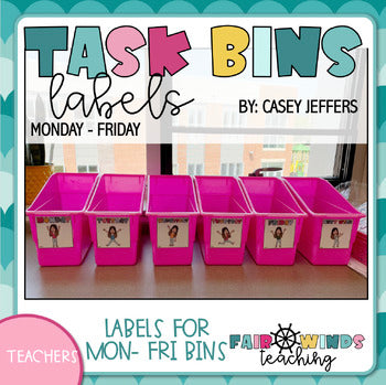 FWT Members Only! YOU ARE Decor - Monday - Friday Teacher Task Box