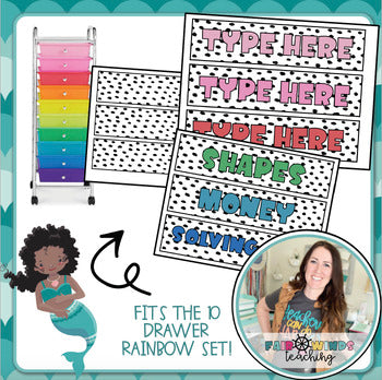 YOU ARE Rainbow 10 Drawer Cart Labels - Editable