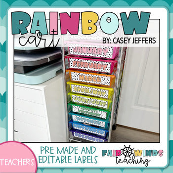 YOU ARE Rainbow 10 Drawer Cart Labels - Editable