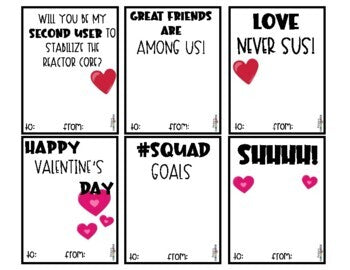 Among Us Student Valentine's Day Cards