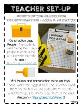Area & Perimeter Construction Themed Classroom Transformation (3.MD.D.8)