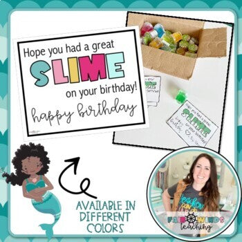 Birthday Slime Student Gift Tags