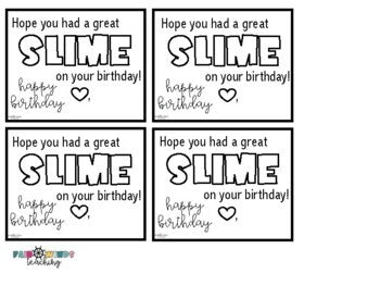 Student Birthday Slime Gift Tags