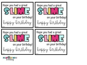 Birthday Slime Gift Tags for Classroom Birthdays