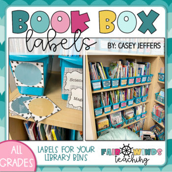 Book Bins Labels (Black and White Dots & Colors) & Book Center Signs - YOU ARE