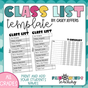 FWT Members Only! Class List Template