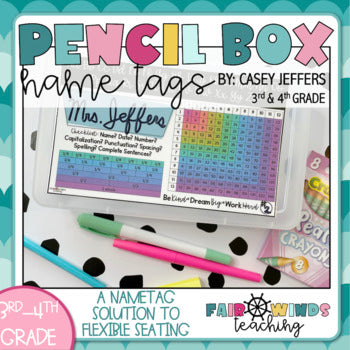 Flexible Seating Pencil Box Name Tags - 3rd & 4th Grade (Editable)