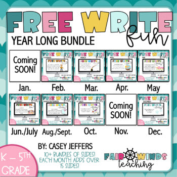 Free Write Fun (or Friday) Writing Slides - Year Long Bundle