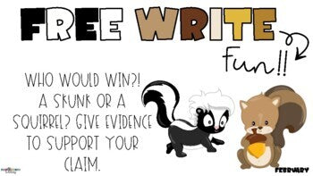 Free Write Fun (or Friday) Writing Slides - February