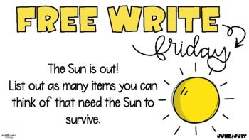 Free Write Fun (or Friday) Writing Slides - June/July
