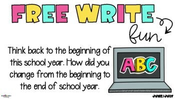 Free Write Fun (or Friday) Writing Slides - June/July