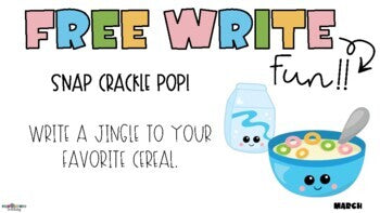 Free Write Fun (or Friday) Writing Slides - March