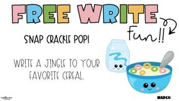 FWT Members Only! Free Write Fun (or Friday) Writing Slides - March