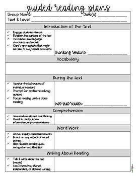 FWT Members Only! Guided Reading Lesson Plan Template