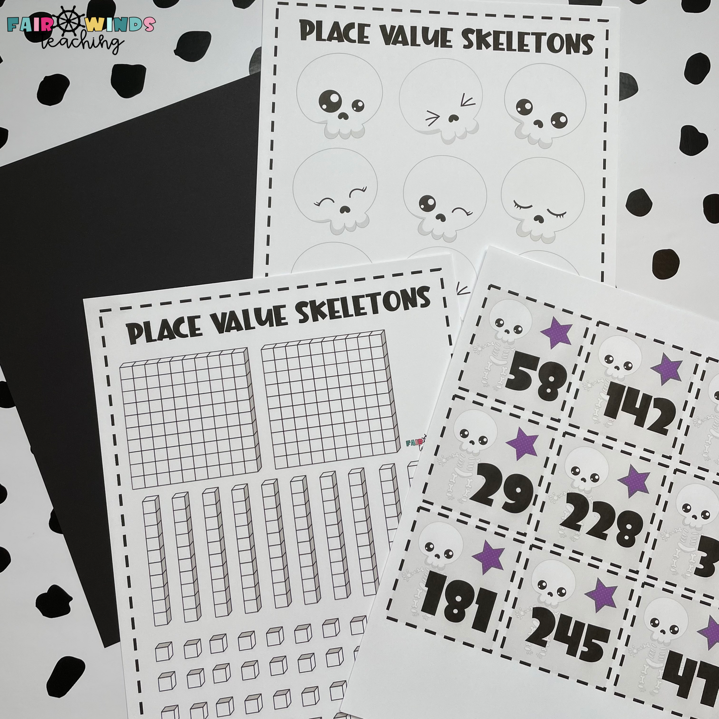 SkeleTENS Base Ten Friends © (Place Value Activity & Class Scoot) October