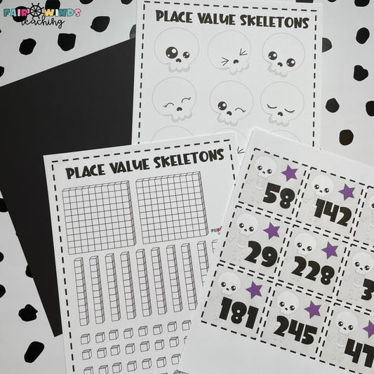 FWT Members Only! SkeleTENS Base Ten Friends © (Place Value Activity & Class Scoot) October