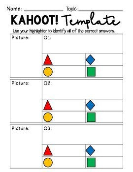 Kahoot! Assessment Tool Template - Student Created
