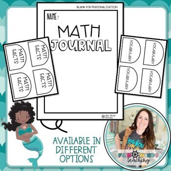 Math Journal Cover & Tabs (Tabs Editable)