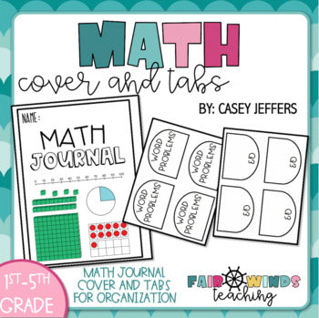 Math Journal Cover & Tabs (Tabs Editable)