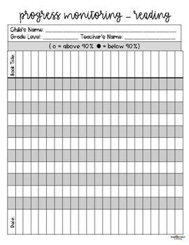 FWT Members Only! Record of Book Reading Progress Form (Progress Monitoring)