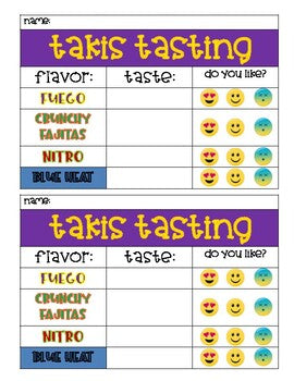 FWT Members Only! Takis Tasting Cards - Valentine's Day Party FUN or Opinion Writing