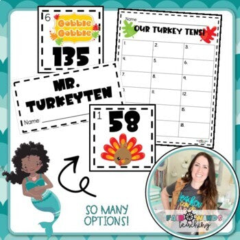 FWT Members Only! TurkeyTENS Base Ten Friends © (Place Value Activity & Class Scoot) November