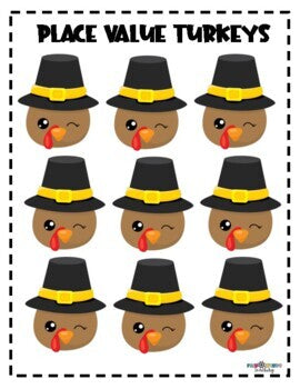 FWT Members Only! TurkeyTENS Base Ten Friends © (Place Value Activity & Class Scoot) November