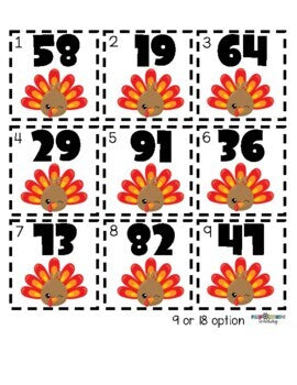 FWT Members Only! TurkeyTENS Base Ten Friends © (Place Value Activity & Class Scoot) November