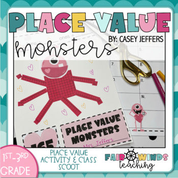 FWT Members Only! ValenTENS Monsters Base Ten Friends © (Place Value & Class Scoot) - February