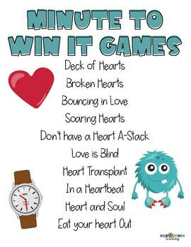 Valentine's Day Themed Minute to Win it Games - STEM Challenges