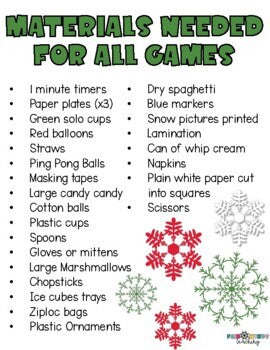 Winter Themed Minute to Win it Games - STEM Challenges